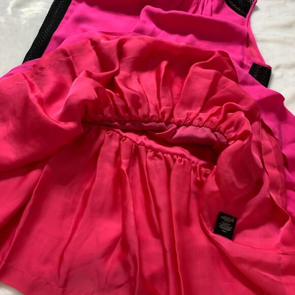 L.A.M.B. Gwen Stefani Black Hot Pink Above Knee Sleeveless Silk Dress Size 6 - Picture 11 of 12